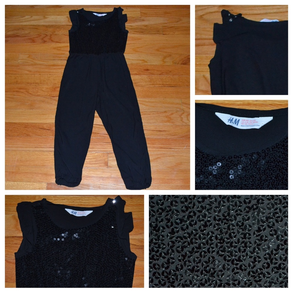 Youth girls H&M black sequin jumper, size 3-4 years (4T)